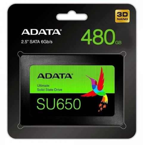 Dysk SSD ADATA Ultimate SU650 480GB 2,5" SATA3 (520/450 MB/s) 7mm, 3D NAND / Black Retail Dysk SSD ADATA Ultimate SU650 480GB 2,5" SATA3 (520/450 MB/s) 7mm, 3D NAND / Black Retail