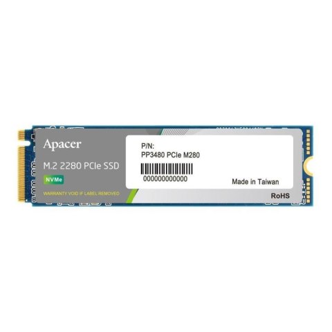 Dysk SSD Apacer PP3480 512GB M.2 PCIe NVMe Gen3 x4 2280 (2400/1700 MB/s), TLC 3D NAND Dysk SSD Apacer PP3480 512GB M.2 PCIe NVMe Gen3 x4 2280 (2400/1700 MB/s), TLC 3D NAND