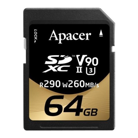 Karta pamięci SDXC Apacer 64GB (290/260 MB/s) Class 10 UHS-II U3 V30 Karta pamięci SDXC Apacer 64GB (290/260 MB/s) Class 10 UHS-II U3 V30