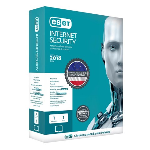 Oprogramowanie ESET Internet Security dla 1 komputera, 36 m-cy, BOX Oprogramowanie ESET Internet Security dla 1 komputera, 36 m-cy, BOX