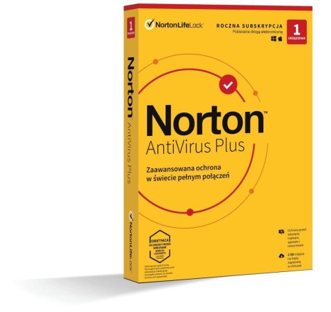 Oprogramowanie NORTON Antivirus Plus 2GB PL 1 użytkownik, 1 urządzenie, 1 rok Oprogramowanie NORTON Antivirus Plus 2GB PL 1 użytkownik, 1 urządzenie, 1 rok