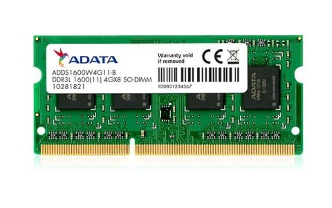 Pamięć SODIMM DDR3L ADATA 4GB (1x4GB) 1600MHz CL11 1,35V Pamięć SODIMM DDR3L ADATA 4GB (1x4GB) 1600MHz CL11 1,35V