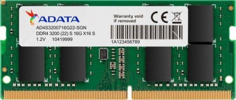 Pamięć SODIMM DDR4 ADATA Premier 16GB (1x16GB) 3200MHz CL22 1,2V Green Pamięć SODIMM DDR4 ADATA Premier 16GB (1x16GB) 3200MHz CL22 1,2V Green