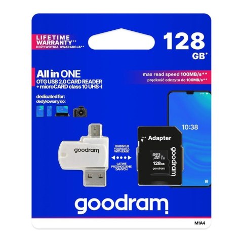 Karta pamięci microSDHC GOODRAM 128GB M1A4 UHS-I + Adapter Karta pamięci microSDHC GOODRAM 128GB M1A4 UHS-I + Adapter