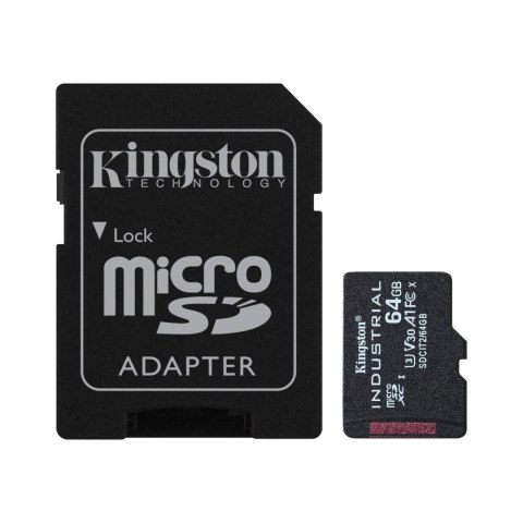 Karta pamięci Kingston Industrial microSD 64GB Class 10 UHS-I U3 + adapter Karta pamięci Kingston Industrial microSD 64GB Class 10 UHS-I U3 + adapter
