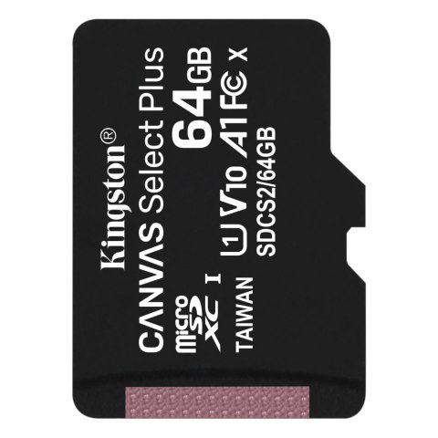 Karta pamięci Kingston microSD Canvas Select Plus 64GB Class 10 UHS-I U1 V10 Karta pamięci Kingston microSD Canvas Select Plus 64GB Class 10 UHS-I U1 V10