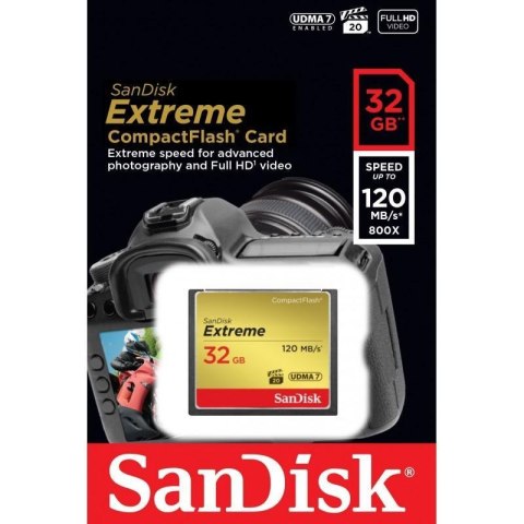 Karta pamięci Compactflash SanDisk Extreme 32GB 120/85 MB/s Karta pamięci Compactflash SanDisk Extreme 32GB 120/85 MB/s