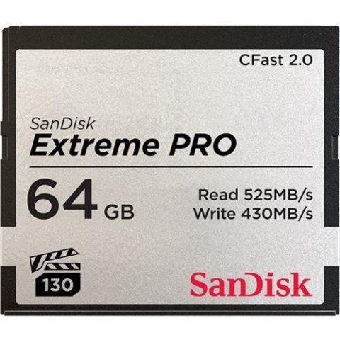 Karta pamięci Compactflash SanDisk Extreme PRO 64GB 525/430 MB/s CFAST 2.0 Karta pamięci Compactflash SanDisk Extreme PRO 64GB 525/430 MB/s CFAST 2.0