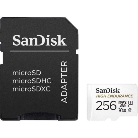 Karta pamięci MicroSDXC SanDisk High Endurance 256GB 100/40 MB/s A1 Class 10 V30 UHS-I U3 + adapter Karta pamięci MicroSDXC SanDisk High Endurance 256GB 100/40 MB/s A1 Class 10 V30 UHS-I U3 + adapter