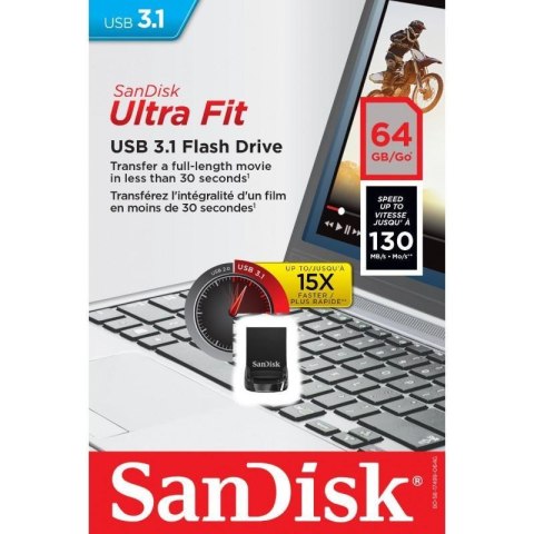 Pendrive SanDisk Ultra Fit 64GB USB 3.1 130MB/s Pendrive SanDisk Ultra Fit 64GB USB 3.1 130MB/s