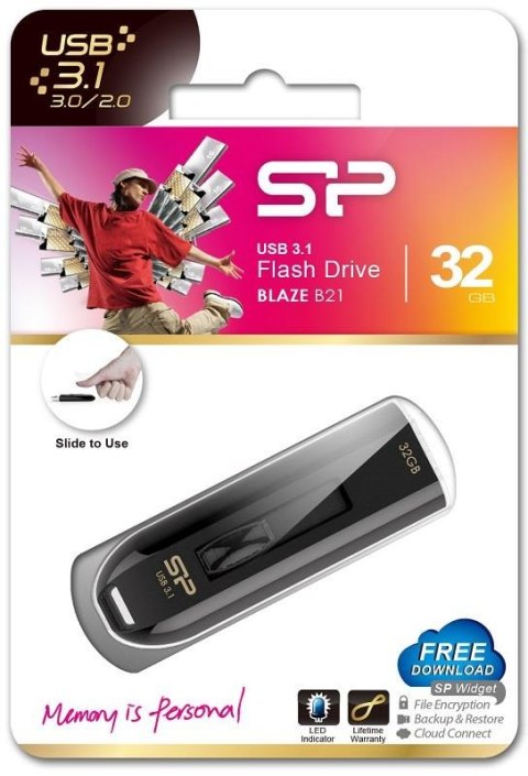 Pendrive Silicon Power Blaze B21 32GB USB 3.0 / USB 3.1 Black Pendrive Silicon Power Blaze B21 32GB USB 3.0 / USB 3.1 Black