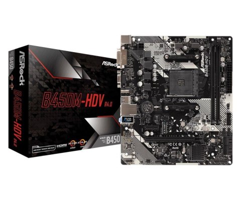 Płyta ASRock B450M-HDV R4.0 /AMD B450/DDR4/SATA3/M.2/USB3.0/PCIe3.0/AM4/mATX Płyta ASRock B450M-HDV R4.0 /AMD B450/DDR4/SATA3/M.2/USB3.0/PCIe3.0/AM4/mATX