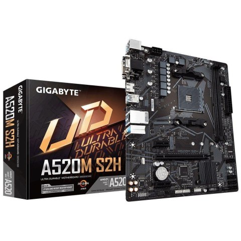 Płyta Gigabyte A520M S2H (rev. 1.0)/AMD A520M/DDR4/SATA3/M.2/USB3.0/PCIe3.0/AM4/mATX Płyta Gigabyte A520M S2H (rev. 1.0)/AMD A520M/DDR4/SATA3/M.2/USB3.0/PCIe3.0/AM4/mATX