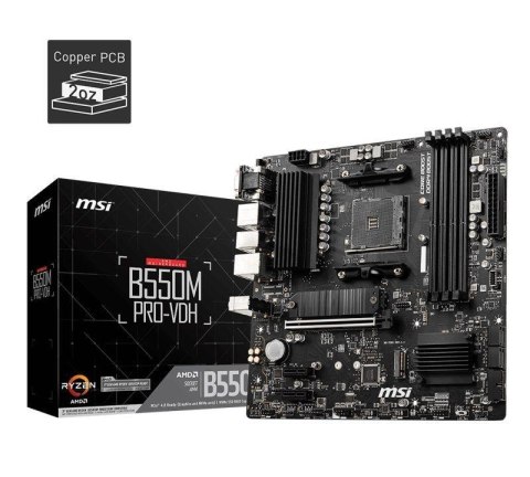 Płyta MSI B550M PRO-VDH /AMD B550/DDR4/SATA3/M.2/USB3.1/PCIe4.0/AM4/mATX Płyta MSI B550M PRO-VDH /AMD B550/DDR4/SATA3/M.2/USB3.1/PCIe4.0/AM4/mATX