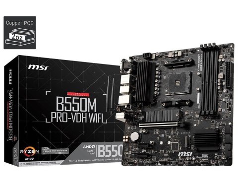 Płyta MSI B550M PRO-VDH WIFI /AMD B550/DDR4/SATA3/M.2/USB3.1/PCIe4.0/Wifi/BT/AM4/mATX Płyta MSI B550M PRO-VDH WIFI /AMD B550/DDR4/SATA3/M.2/USB3.1/PCIe4.0/Wifi/BT/AM4/mATX