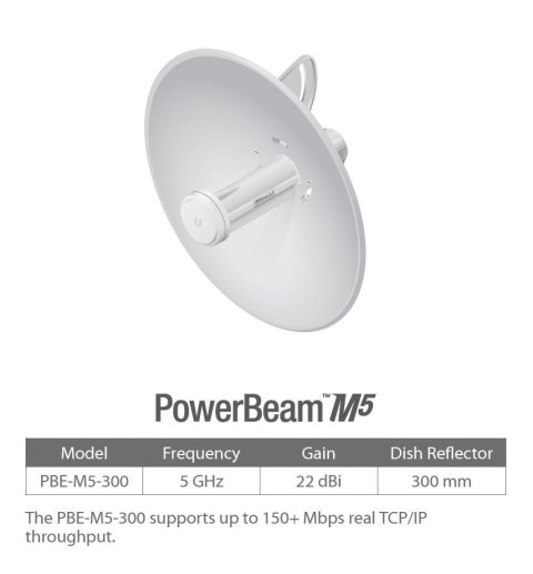 Access Point UBIQUITI PowerBeam M5 22dBi 5GHz 802.11n PoE High-Performance airMAX Bridge Access Point UBIQUITI PowerBeam M5 22dBi 5GHz 802.11n PoE High-Performance airMAX Bridge