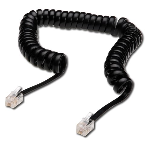 Kabel połączeniowy DIGITUS spiralny do słuchawek telefonicznych RJ10/RJ10 M/M czarny 4m Kabel połączeniowy DIGITUS spiralny do słuchawek telefonicznych RJ10/RJ10 M/M czarny 4m