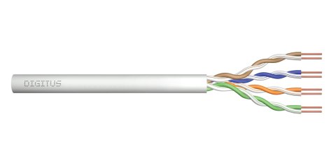 Kabel teleinformatyczny instalacyjny DIGITUS kat.5e, U/UTP, Dca, drut, AWG 24/1, LSOH, 500m, szary, szpula Kabel teleinformatyczny instalacyjny DIGITUS kat.5e, U/UTP, Dca, drut, AWG 24/1, LSOH, 500m, szary, szpula