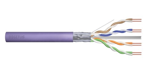 Kabel teleinformatyczny instalacyjny DIGITUS kat.6, F/UTP, Dca, drut, AWG 23/1, LSOH, 50m, fioletowy, ofoliowany Kabel teleinformatyczny instalacyjny DIGITUS kat.6, F/UTP, Dca, drut, AWG 23/1, LSOH, 50m, fioletowy, ofoliowany