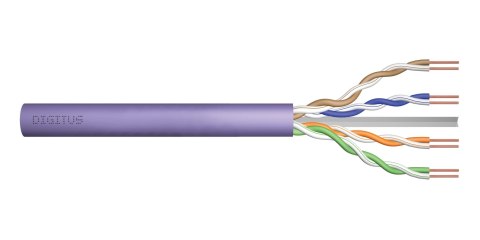 Kabel teleinformatyczny instalacyjny DIGITUS kat.6, U/UTP, B2ca, drut, AWG 23/1, LSOH, 100m, fioletowy, ofoliowany Kabel teleinformatyczny instalacyjny DIGITUS kat.6, U/UTP, B2ca, drut, AWG 23/1, LSOH, 100m, fioletowy, ofoliowany