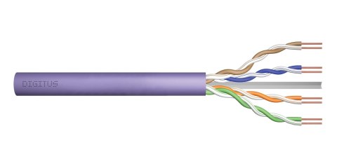 Kabel teleinformatyczny instalacyjny DIGITUS kat.6, U/UTP, Dca, drut, AWG 23/1, LSOH, 305m, fioletowy, karton Kabel teleinformatyczny instalacyjny DIGITUS kat.6, U/UTP, Dca, drut, AWG 23/1, LSOH, 305m, fioletowy, karton