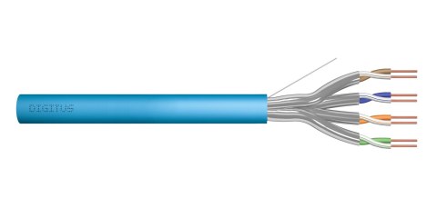 Kabel teleinformatyczny instalacyjny DIGITUS kat.6A, U/FTP, Dca, drut, AWG 23/1, LSOH, 500m, niebieski, szpula Kabel teleinformatyczny instalacyjny DIGITUS kat.6A, U/FTP, Dca, drut, AWG 23/1, LSOH, 500m, niebieski, szpula