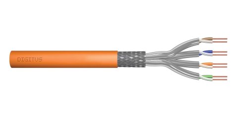Kabel teleinformatyczny instalacyjny DIGITUS kat.7, S/FTP, Dca, drut, AWG 23/1, LSOH, 500m, pomarańczowy, szpula Kabel teleinformatyczny instalacyjny DIGITUS kat.7, S/FTP, Dca, drut, AWG 23/1, LSOH, 500m, pomarańczowy, szpula