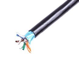 Kabel teleinformatyczny instalacyjny zewnętrzny żelowany DIGITUS kat.5e, F/UTP, Fca, drut, AWG24/1, PE, 305m, czarny, szpula