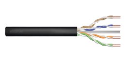 Kabel teleinformatyczny instalacyjny zewnętrzny żelowany DIGITUS kat.6, U/UTP, Fca, drut, AWG 23/1, PE, 305m, czarny, szpula