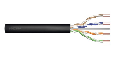 Kabel teleinformatyczny instalacyjny zewnętrzny żelowany DIGITUS kat.6, U/UTP, Fca, drut, AWG 23/1, PE, 305m, czarny, szpula Kabel teleinformatyczny instalacyjny zewnętrzny żelowany DIGITUS kat.6, U/UTP, Fca, drut, AWG 23/1, PE, 305m, czarny, szpula