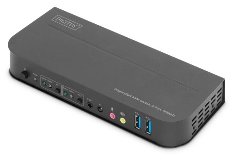 Przełącznik KVM DIGITUS 2 portowy DisplayPort do 1 port DP/HDMI 4K 60Hz 2xUSB audio Przełącznik KVM DIGITUS 2 portowy DisplayPort do 1 port DP/HDMI 4K 60Hz 2xUSB audio