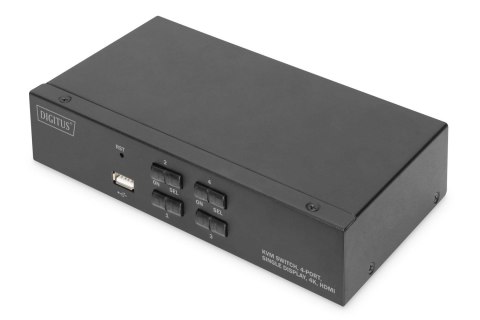 Przełącznik KVM DIGITUS 4 portowy HDMI, 4K 30Hz Przełącznik KVM DIGITUS 4 portowy HDMI, 4K 30Hz