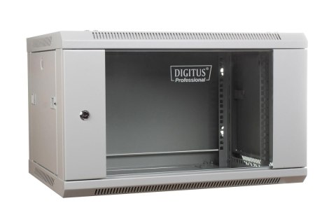 Szafa wisząca DIGITUS jednosekcyjna 19" 6U 368/600/600mm drzwi szklane szara RAL 7035 niezmontowana Szafa wisząca DIGITUS jednosekcyjna 19" 6U 368/600/600mm drzwi szklane szara RAL 7035 niezmontowana