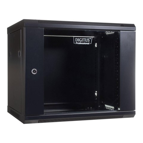 Szafa wisząca jednosekcyjna DIGITUS 19" 9U 501/600/600mm drzwi szklane czarna (RAL 9005) niezmontowana Szafa wisząca jednosekcyjna DIGITUS 19" 9U 501/600/600mm drzwi szklane czarna (RAL 9005) niezmontowana