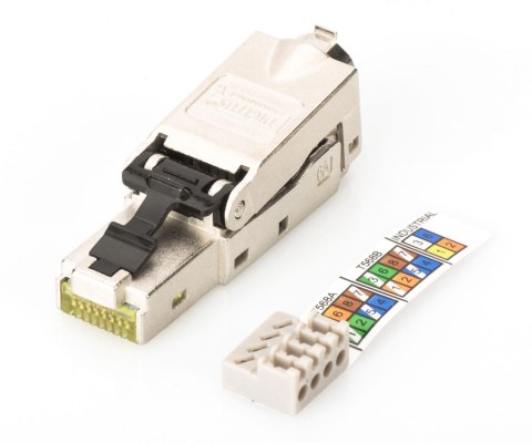 Wtyk RJ45 kat. 6A DIGITUS (8P8C) T568A/B 10GbE ekran., beznarzędziowy Wtyk RJ45 kat. 6A DIGITUS (8P8C) T568A/B 10GbE ekran., beznarzędziowy