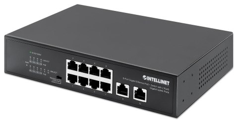 Switch niezarządzalny Intellinet 8x 10/100/1000 Mbps PoE+ 120W + 2x RJ45 Uplink desktop/rack Switch niezarządzalny Intellinet 8x 10/100/1000 Mbps PoE+ 120W + 2x RJ45 Uplink desktop/rack