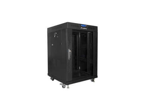 Szafa instalacyjna Rack stojąca 19" 15U 600x600 czarna drzwi szklane LCD Lanberg (flat pack) Szafa instalacyjna Rack stojąca 19" 15U 600x600 czarna drzwi szklane LCD Lanberg (flat pack)