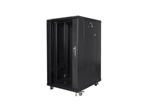 Szafa instalacyjna Rack stojąca 19" 22U 600x800 czarna Lanberg (flat pack) Szafa instalacyjna Rack stojąca 19" 22U 600x800 czarna Lanberg (flat pack)