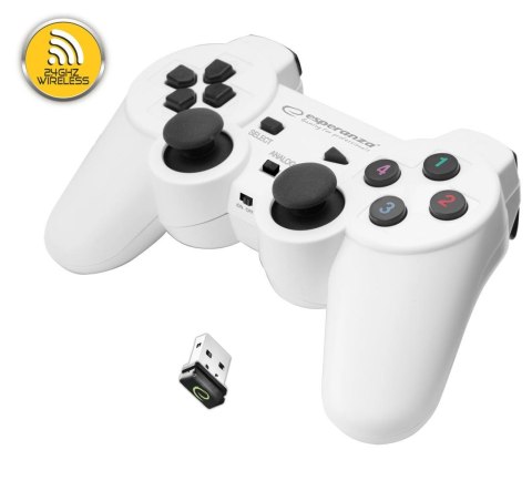 Gamepad bezprzewodowy 2.4GHz PS3/PC USB Esperanza "Gladiator" biało/czarny Gamepad bezprzewodowy 2.4GHz PS3/PC USB Esperanza "Gladiator" biało/czarny