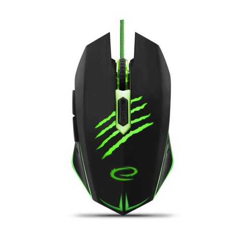 Mysz przewodowa Esperanza MX209 Claw optyczna Gaming 6D USB czarno-zielona Mysz przewodowa Esperanza MX209 Claw optyczna Gaming 6D USB czarno-zielona