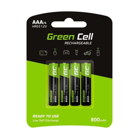 Baterie GREEN CELL NiMH AAA 800mAh 4 szt. GR04 Baterie GREEN CELL NiMH AAA 800mAh 4 szt. GR04