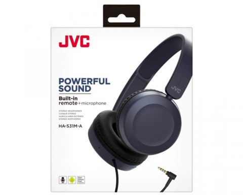 Słuchawki nauszne z mikrofonem JVC HA-S31M (1.2m /3.5 mm minijack wtyk/Niebieski) Słuchawki nauszne z mikrofonem JVC HA-S31M (1.2m /3.5 mm minijack wtyk/Niebieski)