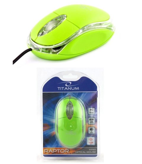 Mysz przewodowa Titanum 3D RAPTOR TM102G optyczna zielono-przezroczysta Mysz przewodowa Titanum 3D RAPTOR TM102G optyczna zielono-przezroczysta