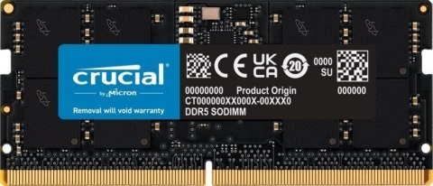 Pamięć CRUCIAL (SODIMM/DDR5/16 GB/5600MHz/46CL/SINGLE) Pamięć CRUCIAL (SODIMM/DDR5/16 GB/5600MHz/46CL/SINGLE)