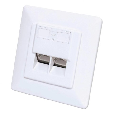 Gniazdo podtynkowe 2x RJ45 Cat6a STP białe Gniazdo podtynkowe 2x RJ45 Cat6a STP białe
