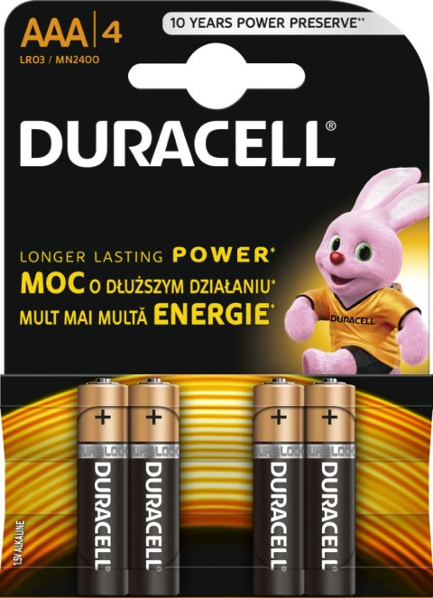 Baterie DURACELL Alkaliczna AAA (LR03, R03, 24A, MN2400, AM4, UM4, HP16) 4 szt. MN2400 (K4) Copper and Black Baterie DURACELL Alkaliczna AAA (LR03, R03, 24A, MN2400, AM4, UM4, HP16) 4 szt. MN2400 (K4) Copper and Black