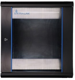 Szafka wisząca rack 12U 600x450 czarna szklane drzwi