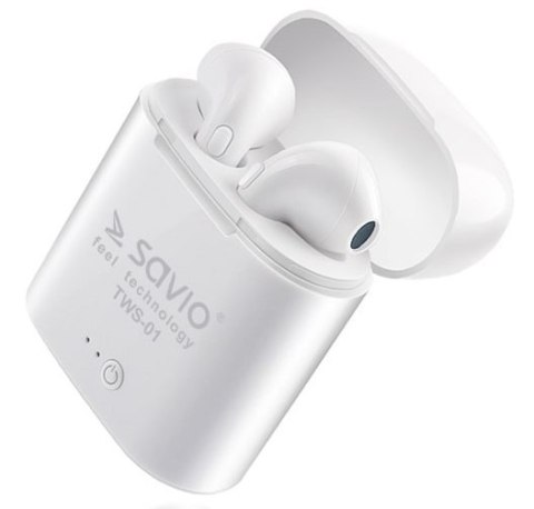 Słuchawki bezprzewodowe SAVIO SAVIO TWS-01 (Biały)