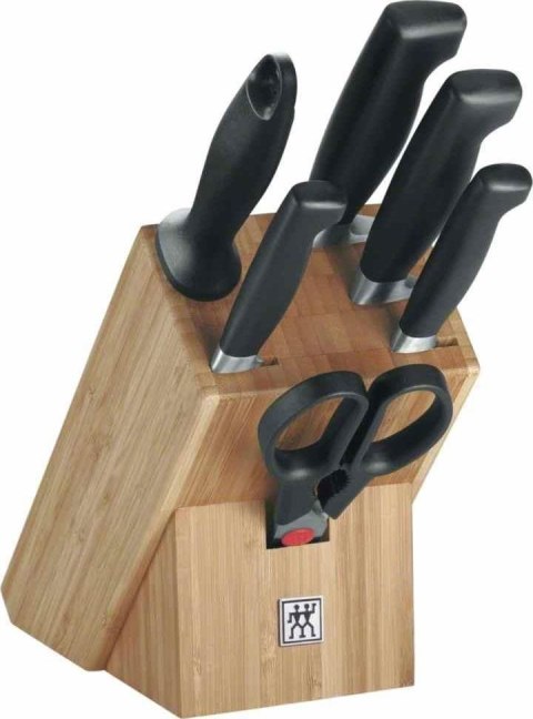 Zestaw noży ZWILLING Four Star 35068-002-0 (Blok do noży, Nożyce x 1, Nóż do warzyw i owoców (10 cm), Nóż do wędlin (16 cm), Nóż Zestaw noży ZWILLING Four Star 35068-002-0 (Blok do noży, Nożyce x 1, Nóż do warzyw i owoców (10 cm), Nóż do wędlin (16 cm), Nóż