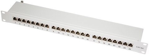 Patchpanel CAT6A 19' 24 porty, STP, szary Patchpanel CAT6A 19' 24 porty, STP, szary